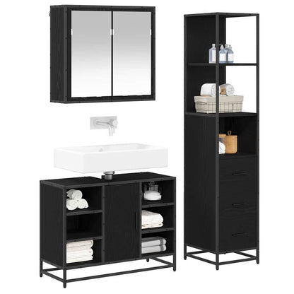 vidaXL Bathroom Furniture Set 3 pcs Black Oak Engineered Wood 3