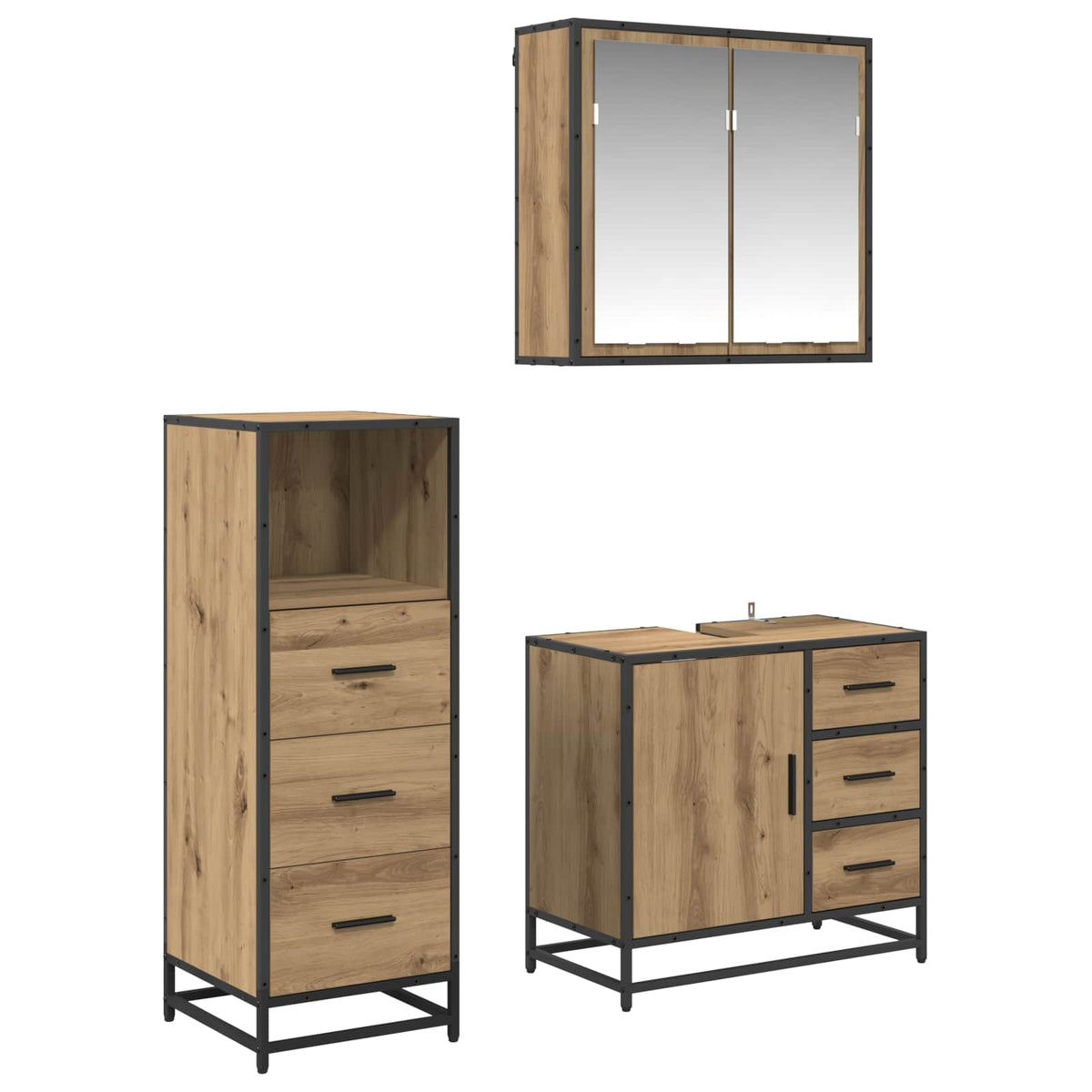 Bathroom Furniture Set 3 pcs Engineered Wood Artisan oak
