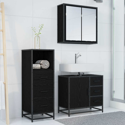 vidaXL Bathroom Furniture Set 3 pcs Black Oak Engineered Wood 4