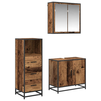 vidaXL Bathroom Furniture Set 3 pcs Old Wood Engineered Wood 2