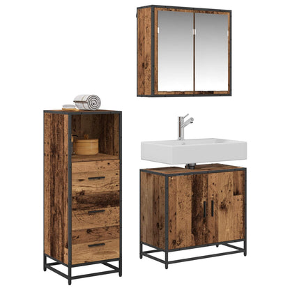vidaXL Bathroom Furniture Set 3 pcs Old Wood Engineered Wood 3