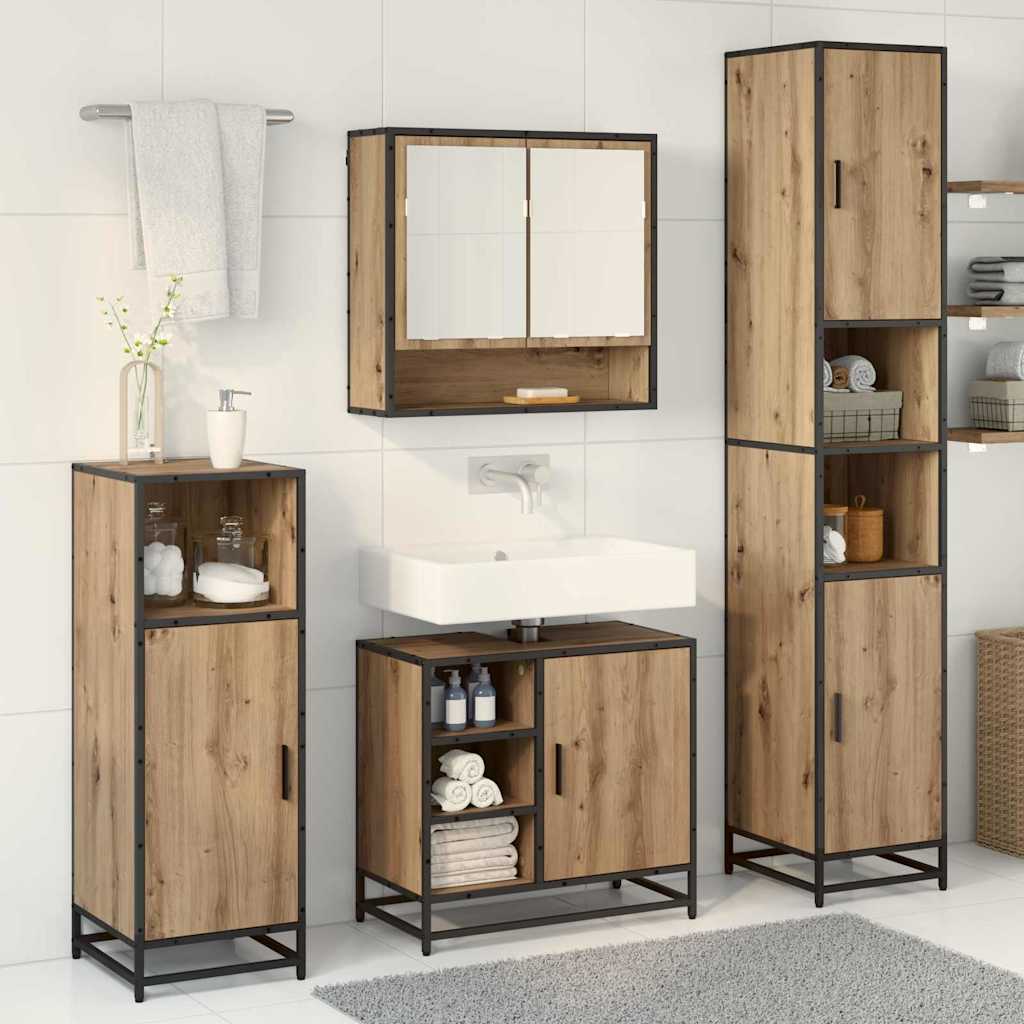 vidaXL Bathroom Furniture Set 3 pcs Artisan Oak Engineered Wood 4