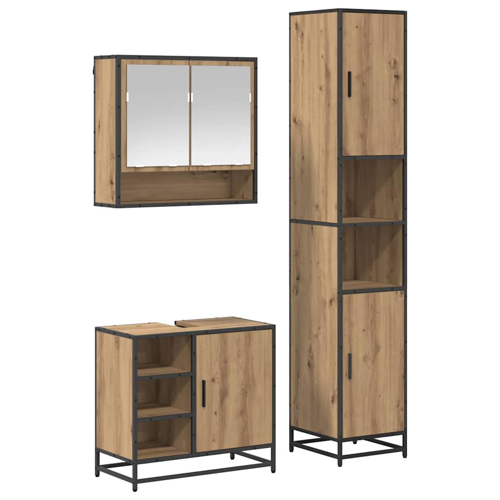 vidaXL Bathroom Furniture Set 3 pcs Artisan Oak Engineered Wood 2
