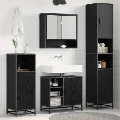 vidaXL Bathroom Furniture Set 3 pcs Black Oak Engineered Wood 1