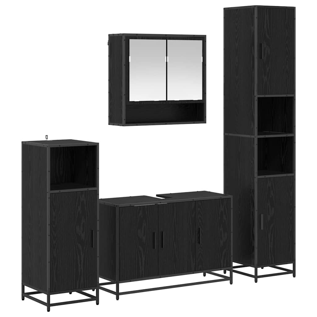 vidaXL Bathroom Furniture Set 4 pcs Black Oak 35 x 37.5 x 188.5 cm 2