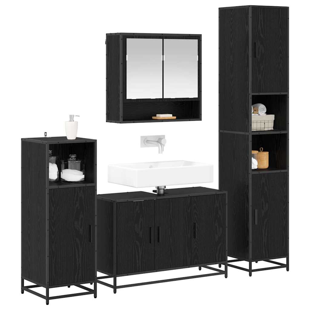 vidaXL Bathroom Furniture Set 4 pcs Black Oak 35 x 37.5 x 188.5 cm 3