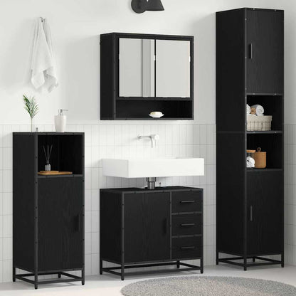 vidaXL Bathroom Furniture Set 4 pcs Black Oak Engineered Wood 1