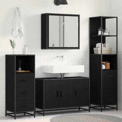 vidaXL Bathroom Furniture Set 3 pcs Black Oak Engineered Wood 1