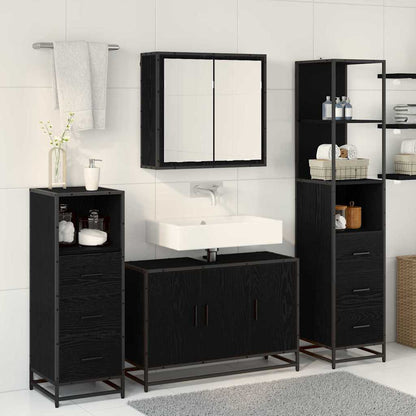 vidaXL Bathroom Furniture Set 3 pcs Black Oak Engineered Wood 4