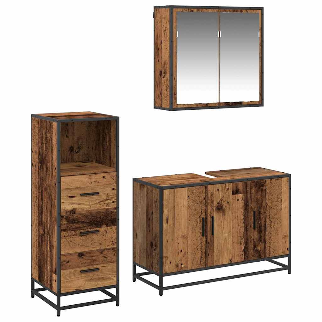 vidaXL Bathroom Furniture Set 3 pcs Old Wood Engineered Wood 2
