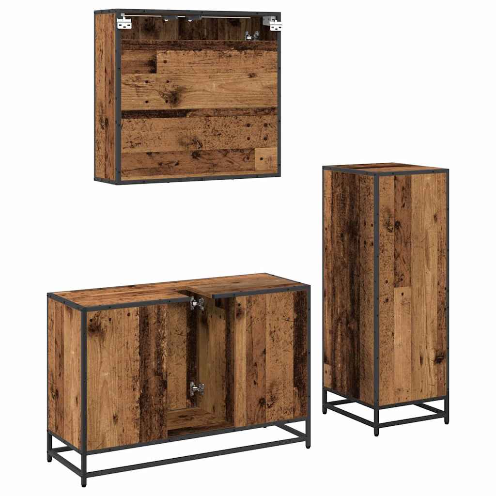 vidaXL Bathroom Furniture Set 3 pcs Old Wood Engineered Wood 6