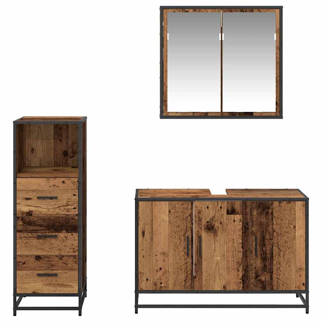 vidaXL Bathroom Furniture Set 3 pcs Old Wood Engineered Wood 5