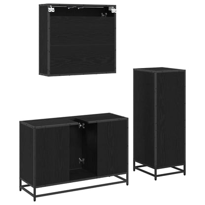 vidaXL Bathroom Furniture Set 3 pcs Black Oak Engineered Wood 5