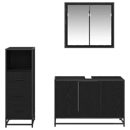 vidaXL Bathroom Furniture Set 3 pcs Black Oak Engineered Wood 4