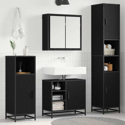 vidaXL Bathroom Furniture Set 4 pcs Black Oak Engineered Wood 1