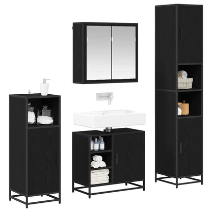 vidaXL Bathroom Furniture Set 4 pcs Black Oak Engineered Wood 3