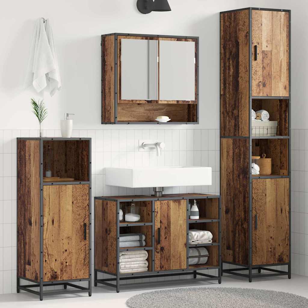 vidaXL Bathroom Furniture Set 3 pcs Old Wood Engineered Wood 1