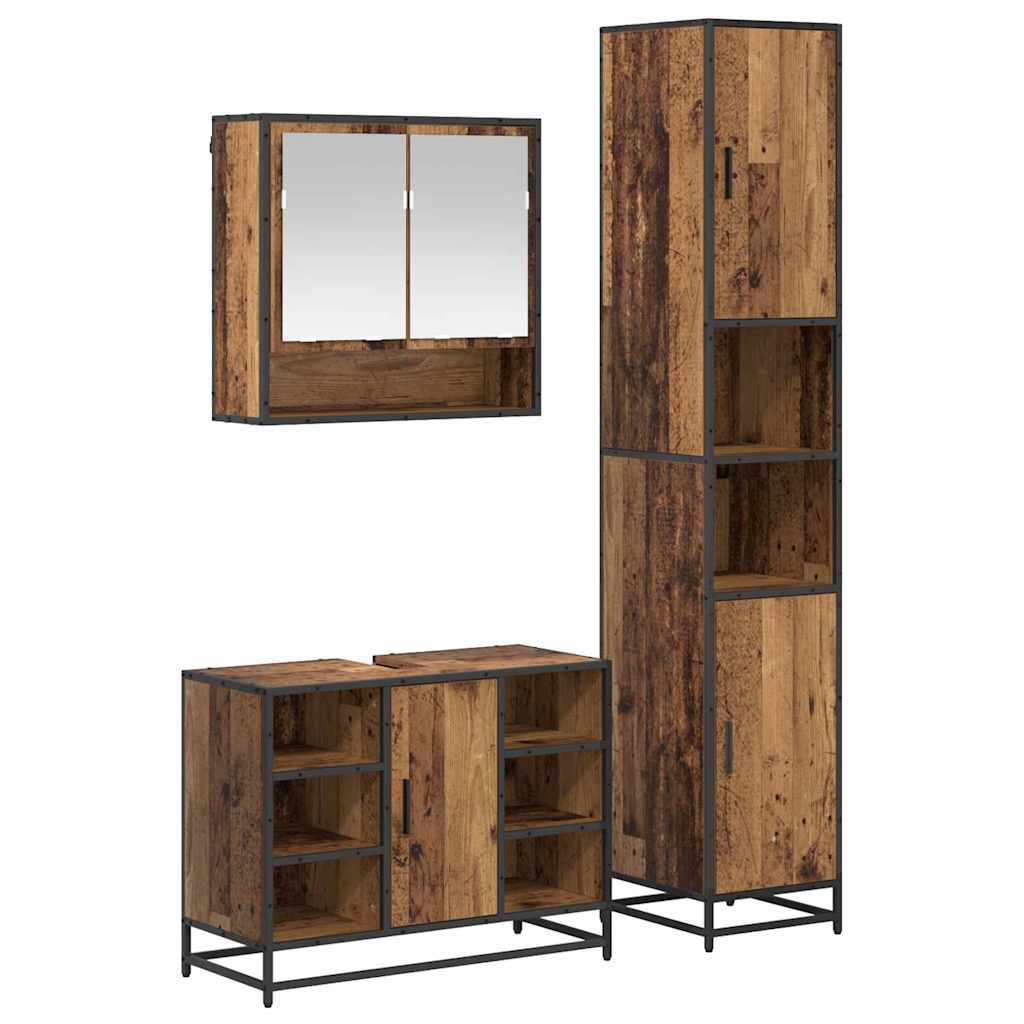 vidaXL Bathroom Furniture Set 3 pcs Old Wood Engineered Wood 2