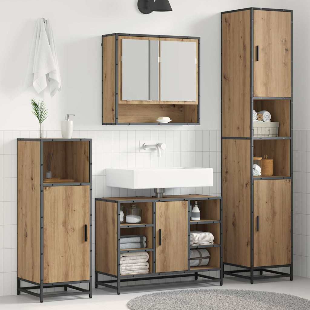 Bathroom Furniture Set 3 pcs 35 x 37.5 x 188.5 cm Artisan oak