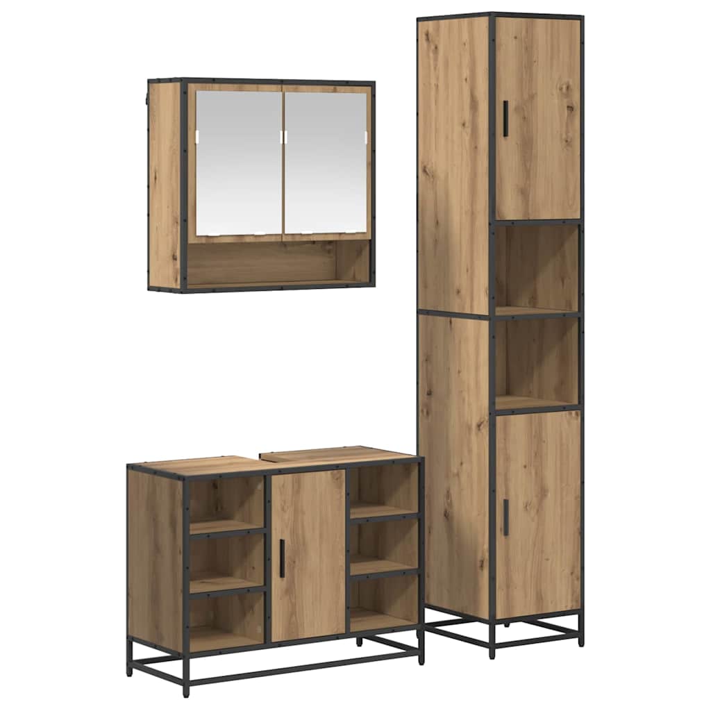 Bathroom Furniture Set 3 pcs 35 x 37.5 x 188.5 cm Artisan oak