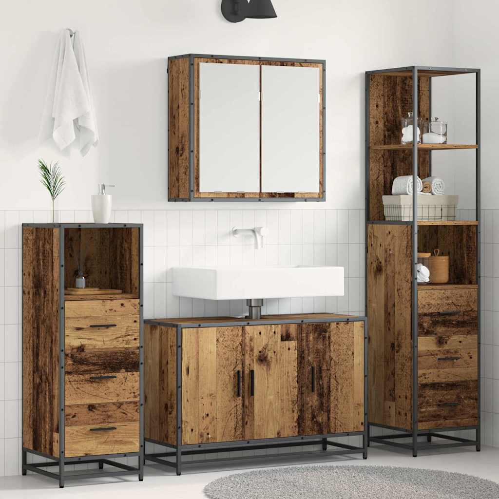 vidaXL Bathroom Furniture Set 4 pcs Old Wood Engineered Wood 1