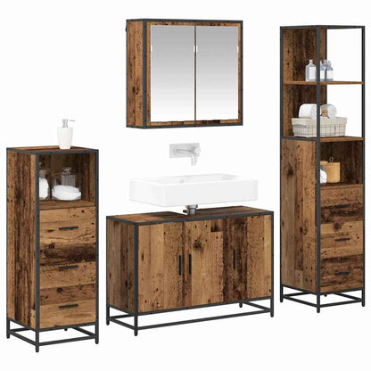 vidaXL Bathroom Furniture Set 4 pcs Old Wood Engineered Wood 3