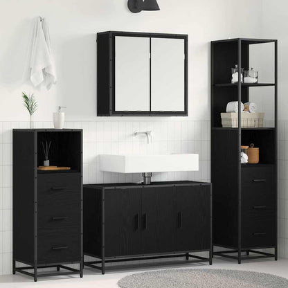 vidaXL Bathroom Furniture Set 4 pcs Black Oak Engineered Wood 1