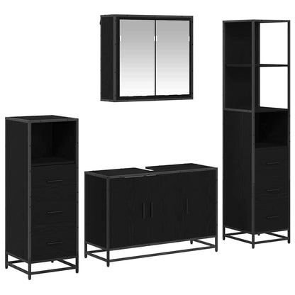 vidaXL Bathroom Furniture Set 4 pcs Black Oak Engineered Wood 2