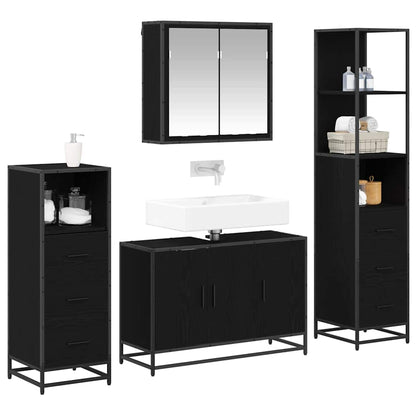 vidaXL Bathroom Furniture Set 4 pcs Black Oak Engineered Wood 3