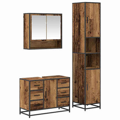 vidaXL Bathroom Furniture Set 3 pcs Old Wood Engineered Wood 2
