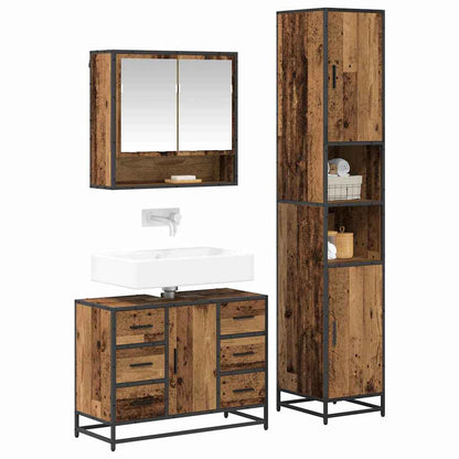 vidaXL Bathroom Furniture Set 3 pcs Old Wood Engineered Wood 3