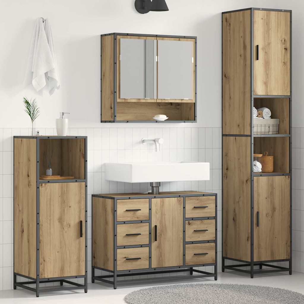 vidaXL Bathroom Furniture Set 3 pcs Artisan Oak Engineered Wood 1
