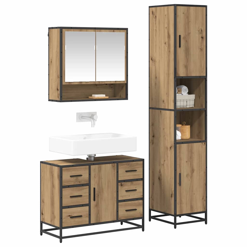 vidaXL Bathroom Furniture Set 3 pcs Artisan Oak Engineered Wood 3