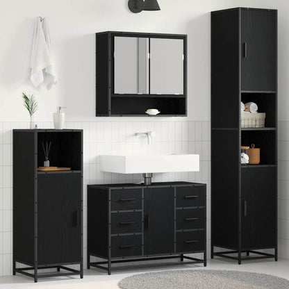 vidaXL Bathroom Furniture Set 3 pcs Black Oak Engineered Wood 1