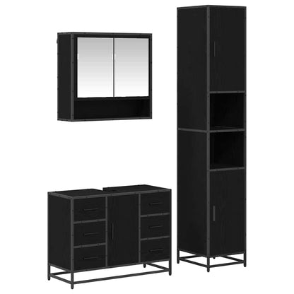 vidaXL Bathroom Furniture Set 3 pcs Black Oak Engineered Wood 2