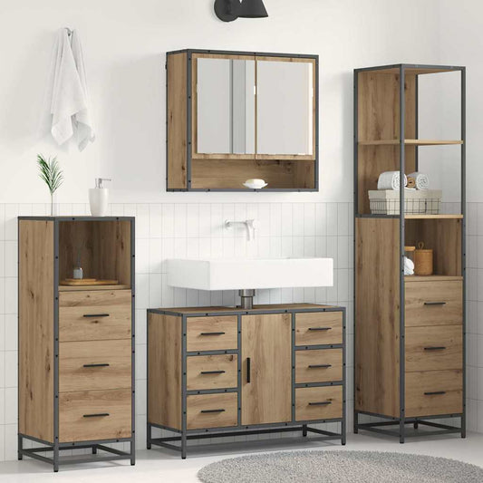 Bathroom Furniture Set 3 pcs Engineered Wood Artisan oak