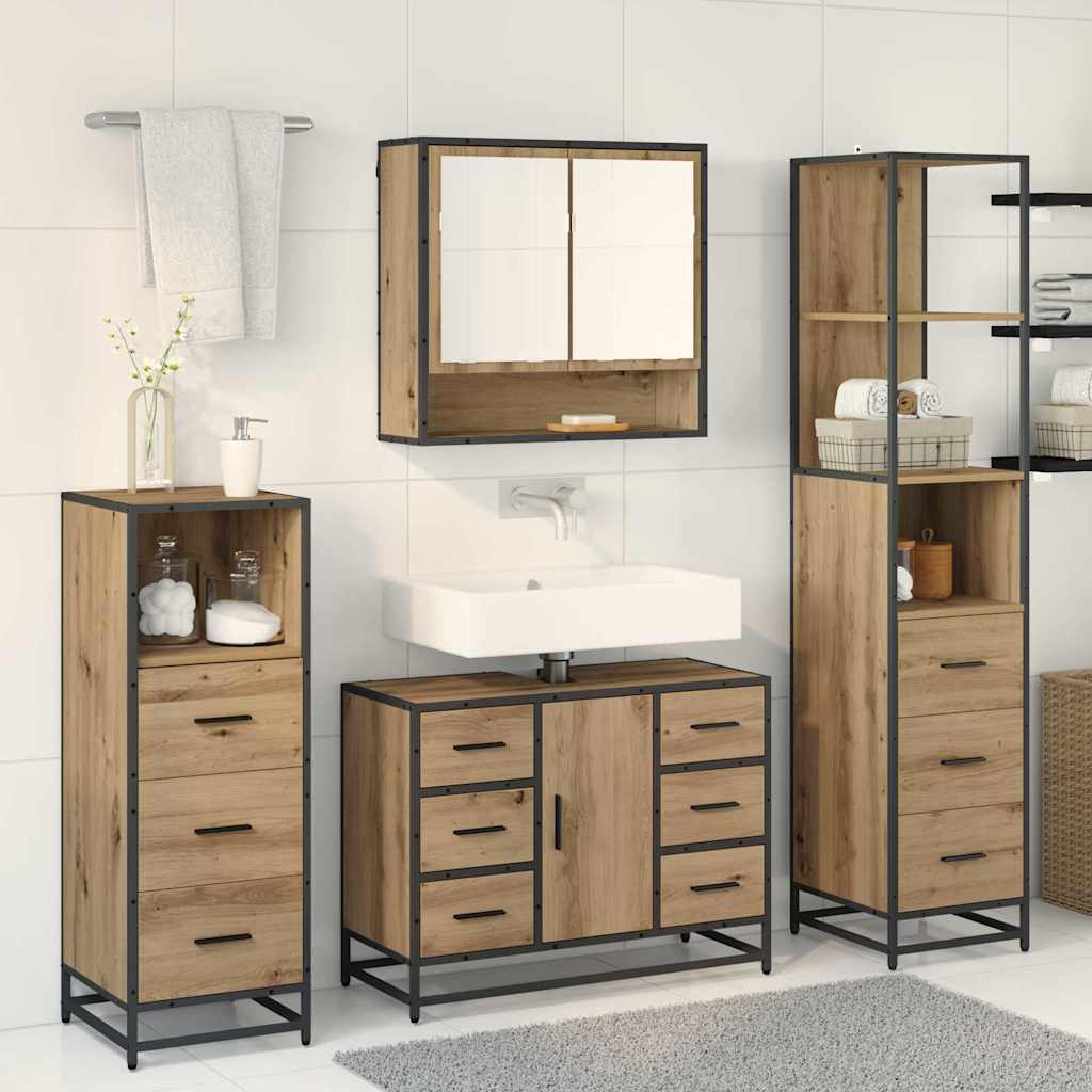 vidaXL Bathroom Furniture Set 3 pcs Artisan Oak Engineered Wood 4