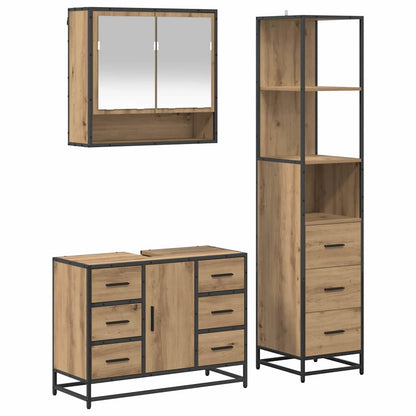 vidaXL Bathroom Furniture Set 3 pcs Artisan Oak Engineered Wood 2