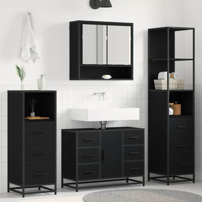 vidaXL Bathroom Furniture Set 3 pcs Black Oak Engineered Wood 1