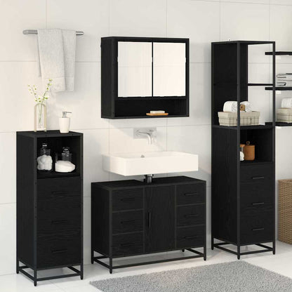 vidaXL Bathroom Furniture Set 3 pcs Black Oak Engineered Wood 4