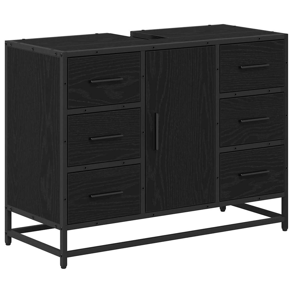 vidaXL Bathroom Furniture Set 3 pcs Black Oak Engineered Wood 5
