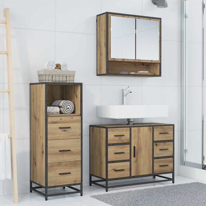 vidaXL Bathroom Furniture Set 3 pcs Artisan Oak Engineered Wood 4