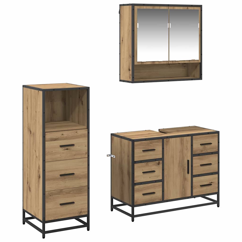 vidaXL Bathroom Furniture Set 3 pcs Artisan Oak Engineered Wood 2