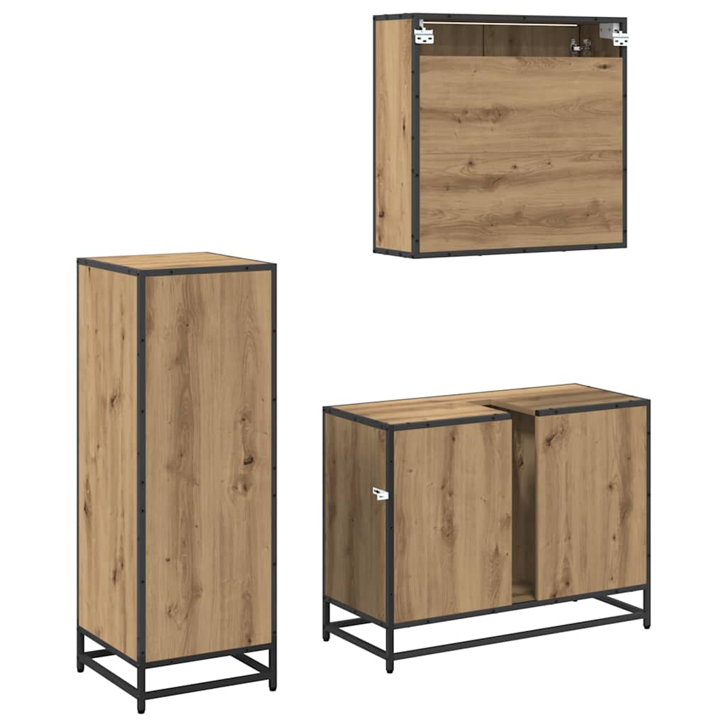 vidaXL Bathroom Furniture Set 3 pcs Artisan Oak Engineered Wood 6