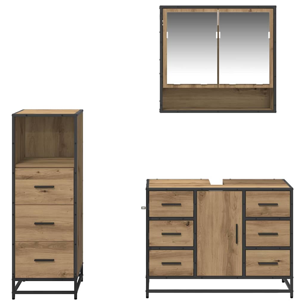 vidaXL Bathroom Furniture Set 3 pcs Artisan Oak Engineered Wood 5