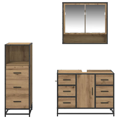 vidaXL Bathroom Furniture Set 3 pcs Artisan Oak Engineered Wood 5