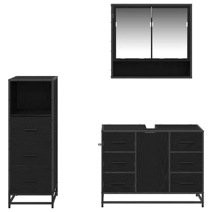 vidaXL Bathroom Furniture Set 3 pcs Black Oak Engineered Wood 5