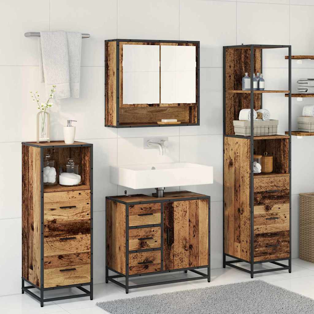 vidaXL Bathroom Furniture Set 4 pcs Old Wood Engineered Wood 4