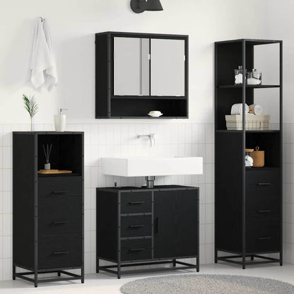 vidaXL Bathroom Furniture Set 4 pcs Black Oak Engineered Wood 1