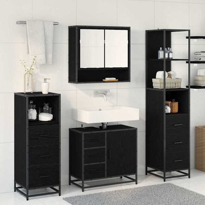 vidaXL Bathroom Furniture Set 4 pcs Black Oak Engineered Wood 4
